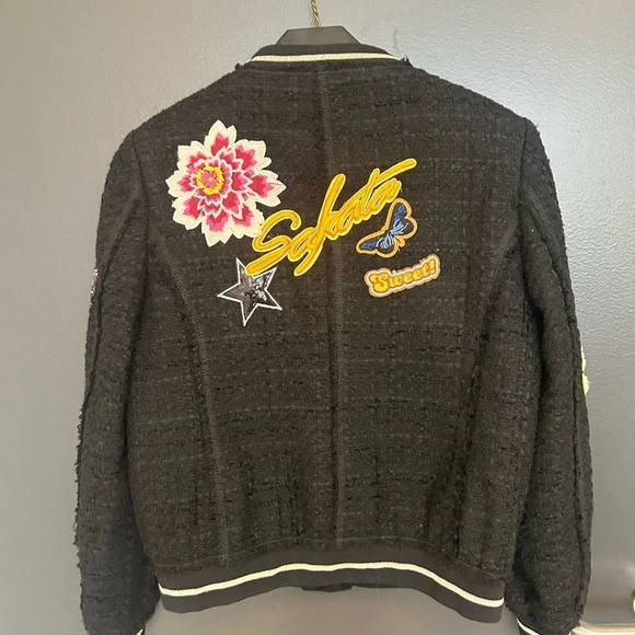 Zara NWT varsity patched jacket size M super cute! Blazer/jacket  mix - Picture 5 of 12